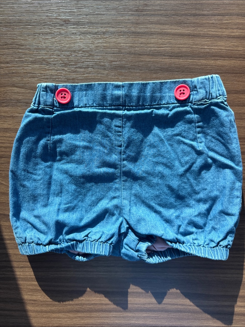 Baby Boden Blue Denim-Style Shorts with Pink Liner 18-24